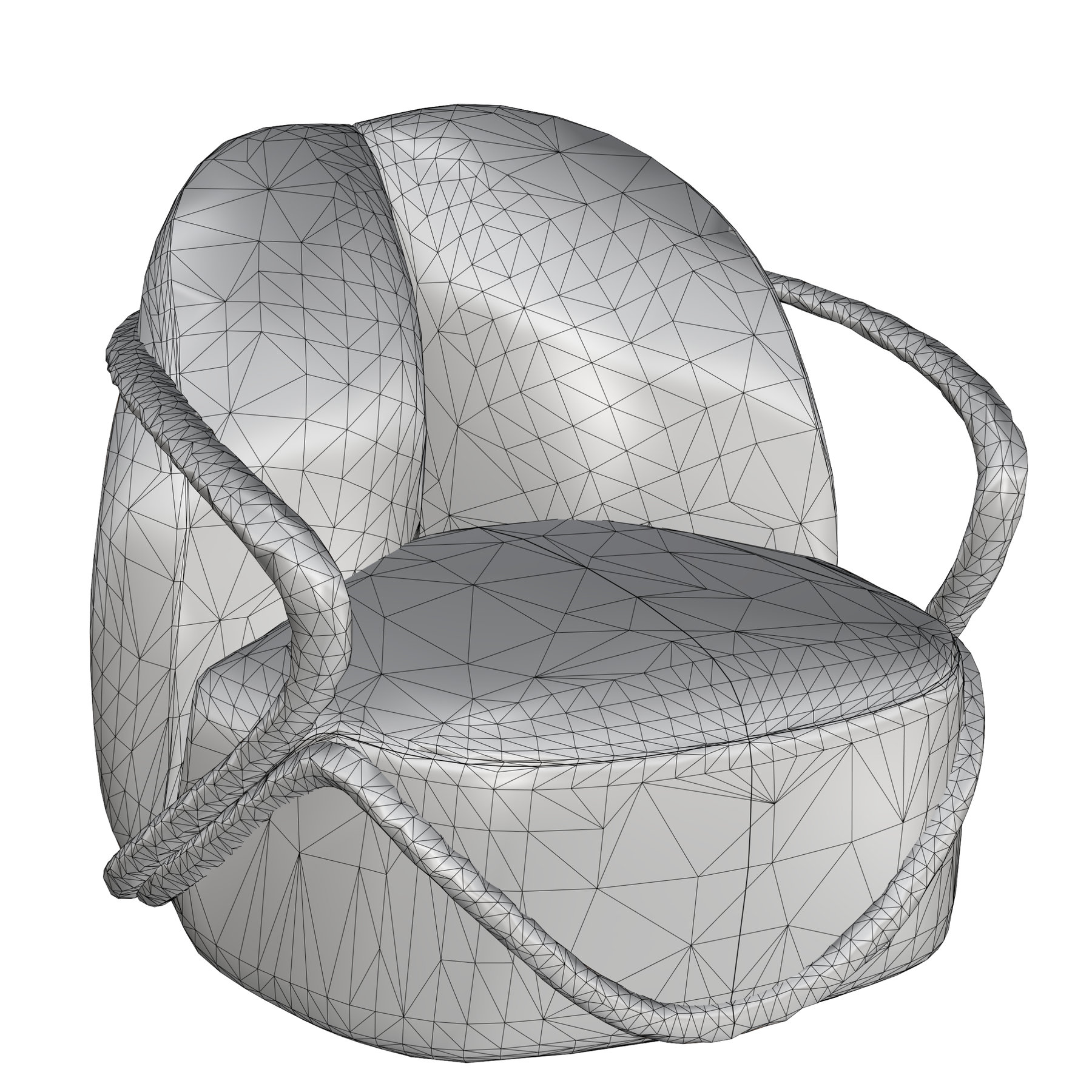 Mesh grezza triangolata di una poltroncina, geometria di partenza da scansione